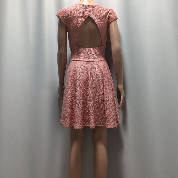 Pink Coral Shimmer Cap Sleeve A-Line Feminine Dress size Small - Picture 3 of 6